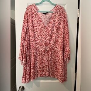 Feminine Red & White Blouse